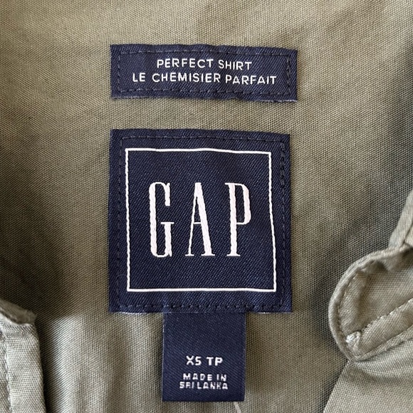 GAP Women’s Perfect Shirt Long Sleeve Cotton Button Down Cactus Green XS NWT - Picture 12 of 16